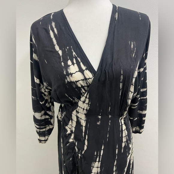 Alma Euroasia Wrap Tie Die Dress with Ruffle High Low skirt NWT One size - Picture 3 of 11